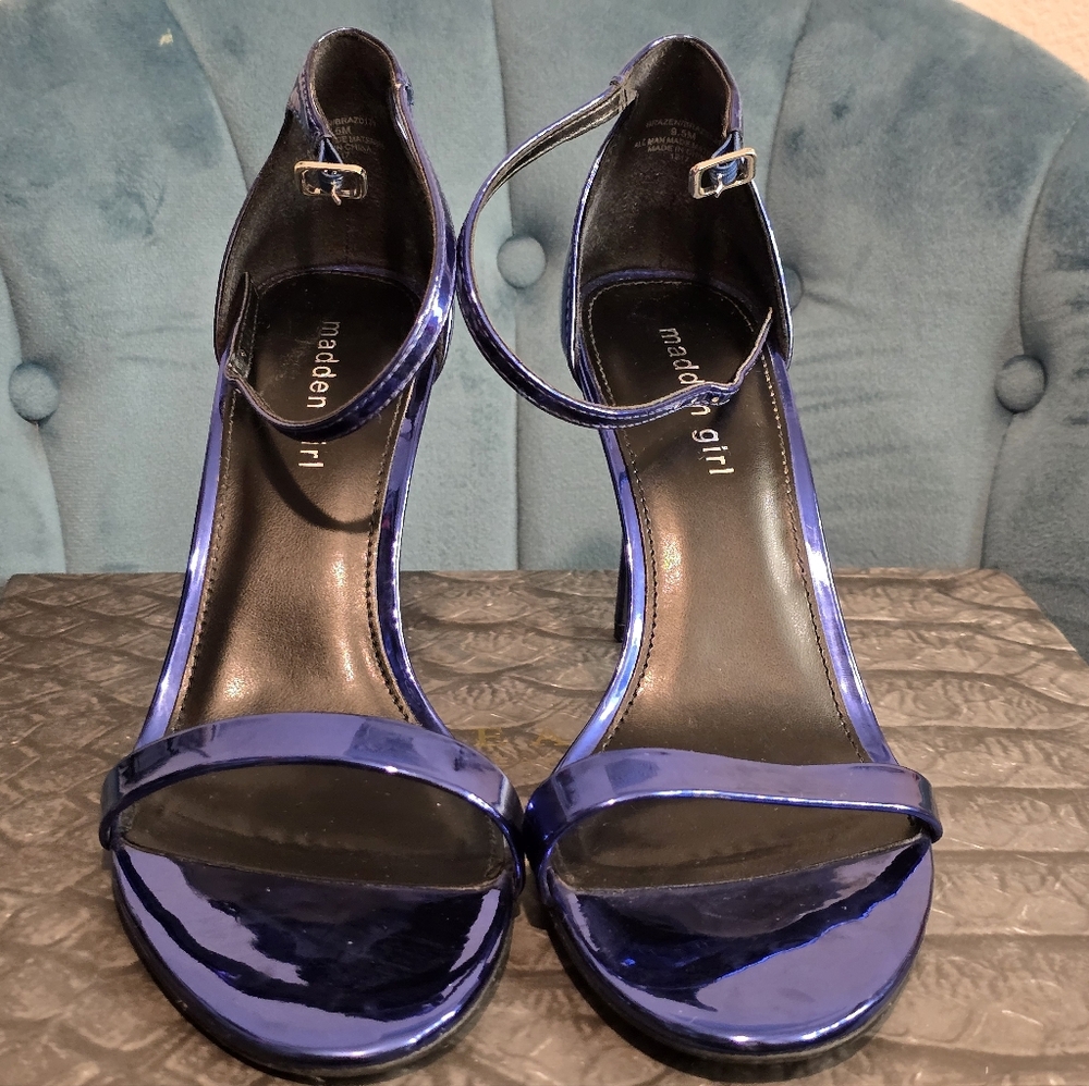 Madden Girl Shiny Blue Heels